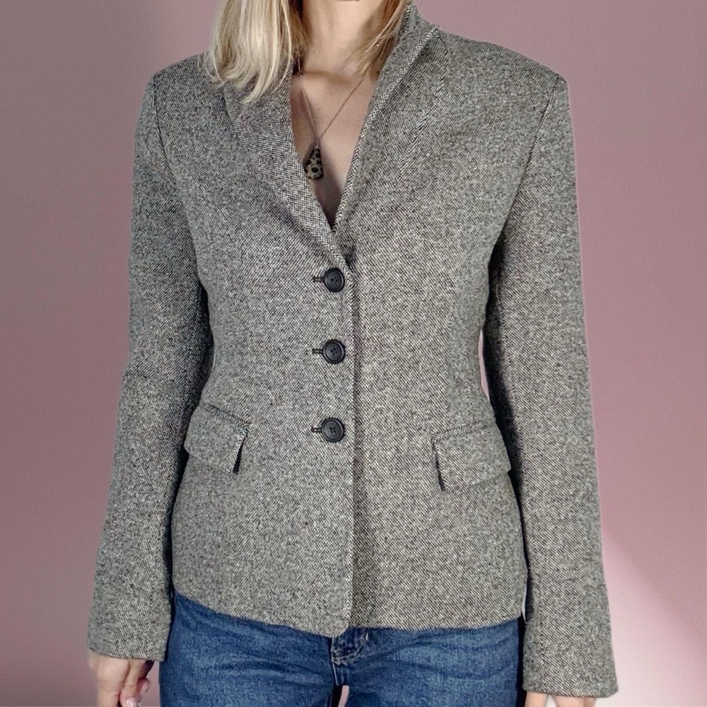 Banana Republic Gray Herringbone Tailored Blazer